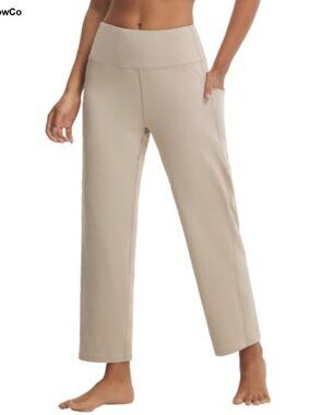 Womens Wide Leg Yoga Pants with Pockets High Waist Ankle Dress Pants